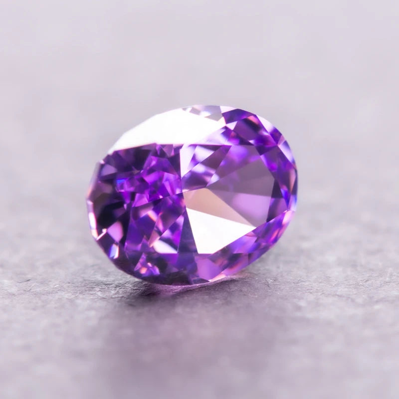 Cubic Zirconia Oval Shape Purple Color 4k Crushed Ice Cut 5A Grade Charm Beads for Jewelry Making Necklace Ring Main Materials