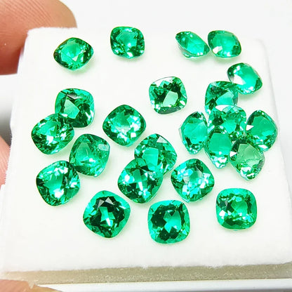 Lab Grown Colombia Emerald Cushion Charms Gemstone Extremely Shiny Quality DIY Ring Necklace Earrings Main Materials Certificate 
