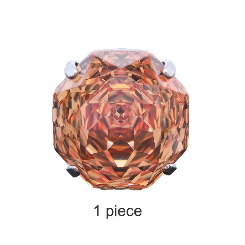 Cubic Zirconia Stainless Steel Earring Rose Cut Deep Champagne Color 8.0mm Jewelry for Women Wholesale 4 Prong Tragus Earrings