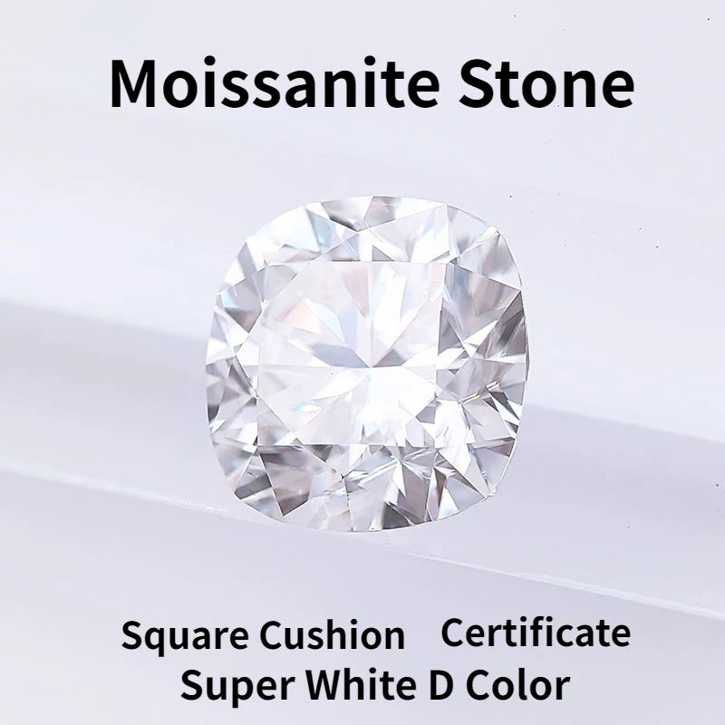 Wholesale Moissanite Stone Super White D Color Square Cushion Shape VVS1 DIY  Advanced Chamrs Jewelry Rings Making Certificate