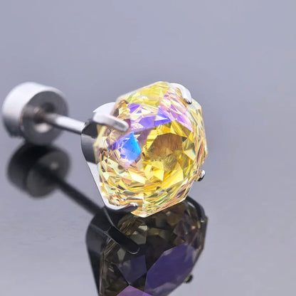 Cubic Zirconia Stainless Steel Earring Rose Cut Roman Holiday  Color 8.0mm Jewelry for Women Wholesale 4 Prong Tragus Earrings