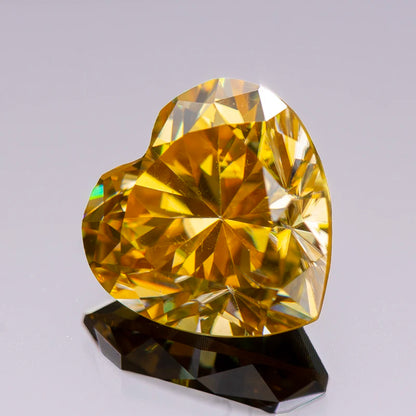 Moissanite Stone Golden Yellow Color Heart Cut Charms for Jewelry Making DIY Ring Necklace Earrings Main Materials Certificate