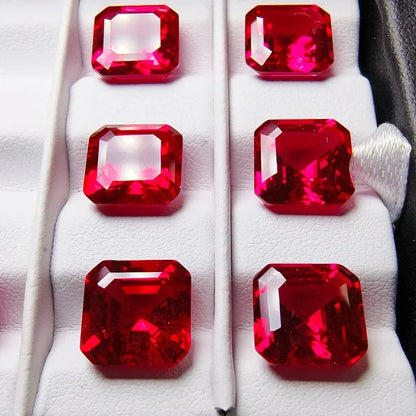 Lab Grown Ruby Pigeon Blood Red Asscher Square Shape Charm Gemstone for Diy Jewelry Making Materials Selectable AGL Certificate 
