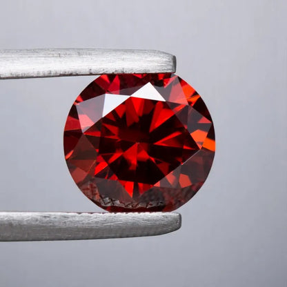 Moissanite Garnet Red Colored Round Cut Charm Gemstone Lab Grown Diamond for DIY Jewelry Making Materials with GRA Certificate 