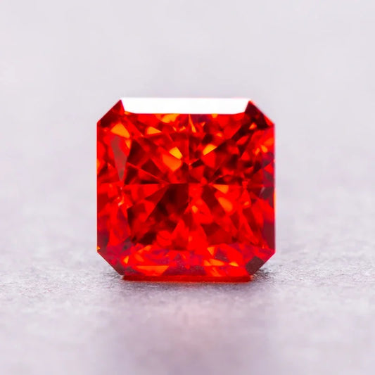Cubic Zirconia Asscher Shape Red Color 5A Grade 4k Crushed Ice Cut Charm Beads for DIY Jewelry Making Earings Ring Materials