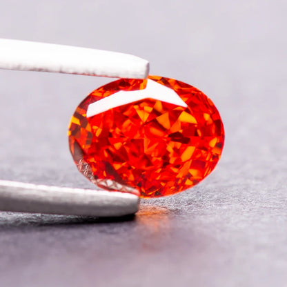 Cubic Zirconia Oval Shape Red Color 5A Grade 4k Crushed Ice Cut Charm Beads for DIY Jewelry Making Ring Necklace Main Materials