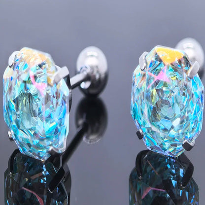 Cubic Zirconia Stainless Steel Earring Rose Cut Mint Manbo Color 8.0mm Jewelry for Women Wholesale 4 Prong Tragus Earrings