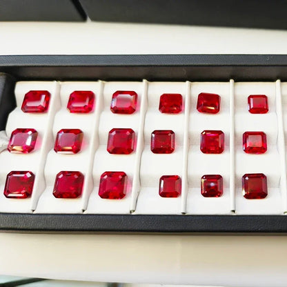 Lab Grown Ruby Pigeon Blood Red Asscher Square Shape Charm Gemstone for Diy Jewelry Making Materials Selectable AGL Certificate 