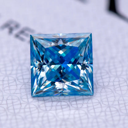 Moissanite Gemstone Princess Cut Ice Blue color Lab Grown Diamond Advanced Jewelry Making Materials with GRA Certificate
