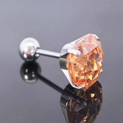 Cubic Zirconia Stainless Steel Earring Rose Cut Deep Champagne Color 8.0mm Jewelry for Women Wholesale 4 Prong Tragus Earrings