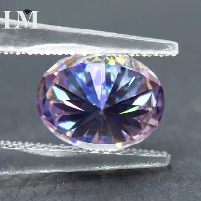 Moissanite Stone Oval Cut Light Purple Colour Lab Grown Synthetic Diamond Jewelry Making Materials Comes with GRA Certificate
