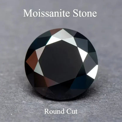 Moissanite Stone Black Color Round Cut VVS1 Charms Diamond With GRA Certified Pass Diamond Tester Making Jewelry Accessories 