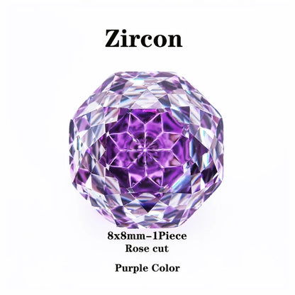 Wholesale Cubic Zirconia Rose Cut Purple Color DIY Ring Necklace Earrings Main Materials Factory Wholesale Price Charms Gemstone