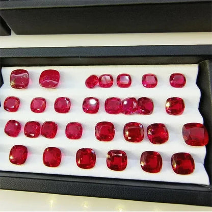 Lab Grown Ruby Square Cushion Shape Pigeon Blood Red VVS1 Selectable AGL Certificate Gemstone for Diy Jewelry Making Materials 