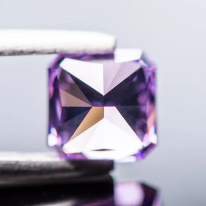 Cubic Zirconia Asscher Shape Purple Color 5A Grade 4k Crushed Ice Cut Charm Beads for DIY Jewelry Making Necklace Ring Materials 