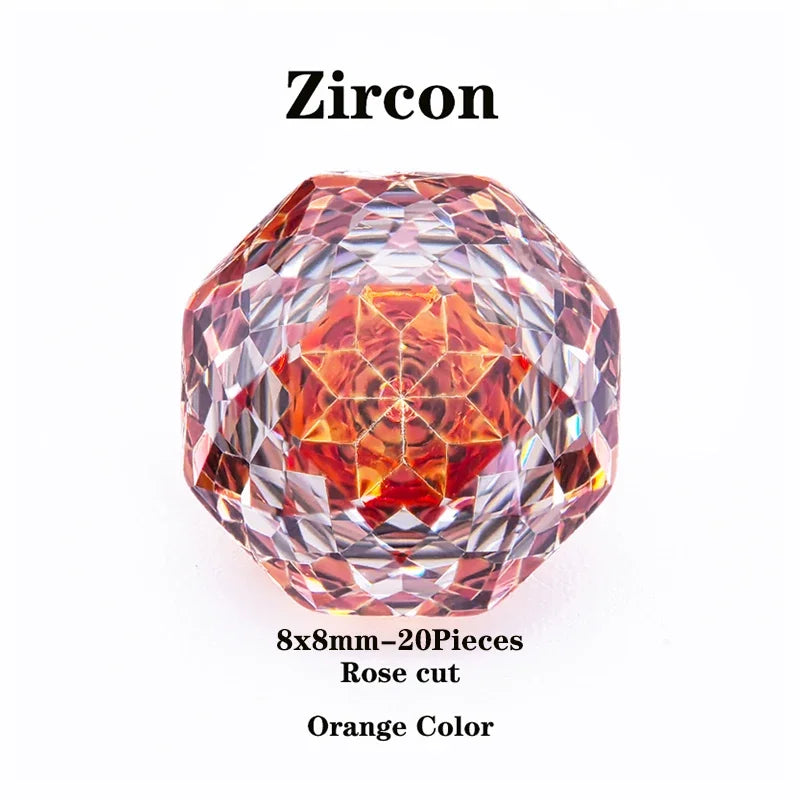 Cubic Zirconia Rose Cut Orange Color Charms Gemstone Bead DIY Advanced Jewelry Rings Earrings Making Factory Wholesale