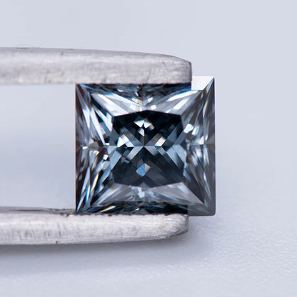 Moissanite Gemstone Princess Cut Gray color Lab Grown Diamond Advanced Jewelry Making Materials with GRA Certificate
