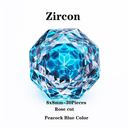 Wholesale Cubic Zirconia Rose Cut Peacock Blue Color DIY Ring Necklace Earrings Main Materials Charms Gemstone Factory Wholesale