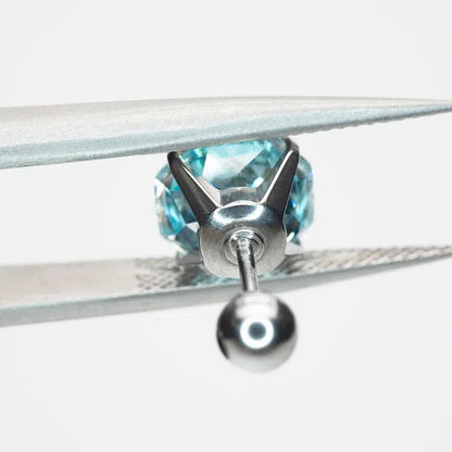 Cubic Zirconia Stainless Steel Earring Rose Cut Bozi Soda Color 8.0mm Jewelry for Women Wholesale 4 Prong Tragus Earrings