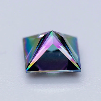 Moissanite Gemstone Princess Cut Rainbow Green color Lab Grown Diamond Advanced Jewelry Making Materials with GRA Certificate