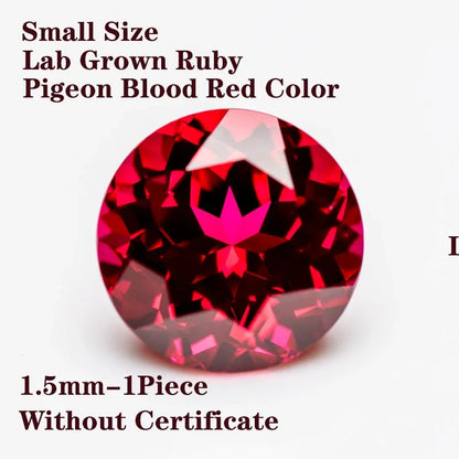 Lab Grown Ruby Pigeon Blood Red Color Round Shaped Small Size Charm Gemstone Advanced Jewelry Rings Earrings Making 