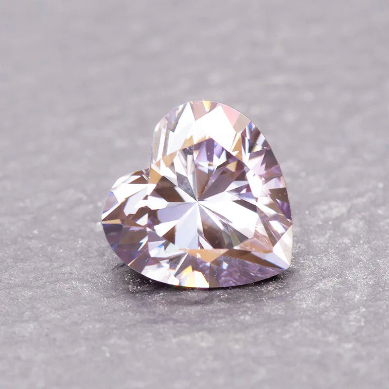 Moissanite Stone Light Purple Color Heart Shape Diy Jewelry Making Charms Advanced Jewelry Rings Earrings Making Certificate