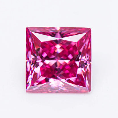 Moissanite Gemstone Princess Cut Pink color Lab Grown Diamond Advanced Jewelry Making Materials with GRA Certificate
