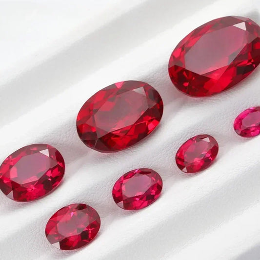 Lab Grown Ruby Pigeon Blood Red Gemstones Oval Shape Hand-cut Charm Beads for DIY Jewelry Materials Selectable AGL Certificate 