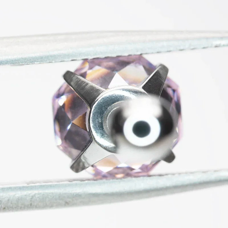 Cubic Zirconia Stainless Steel Earring Rose Cut Light Pink Color 8.0mm Jewelry for Women Wholesale 4 Prong Tragus Earrings