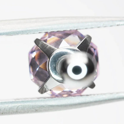 Cubic Zirconia Stainless Steel Earring Rose Cut Light Pink Color 8.0mm Jewelry for Women Wholesale 4 Prong Tragus Earrings