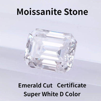 Wholesale Moissanite Stone Emerald Cut Super White D Color VVS1 DIY Chamrs Ring Shiny Necklace Earrings with Certificate