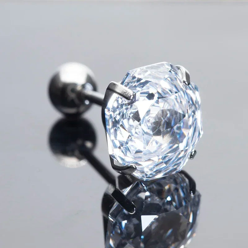 Cubic Zirconia Stainless Steel Earring Rose Cut Cinderella Color 8.0mm Jewelry for Women Wholesale 4 Prong Tragus Earrings