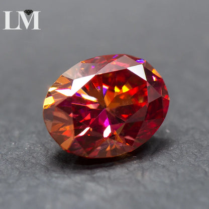 Moissanite Stone Oval Cut Watermelon Red Color Lab Created Synthetic Diamond DIY Jewelry Making Materials with GRA Certificate