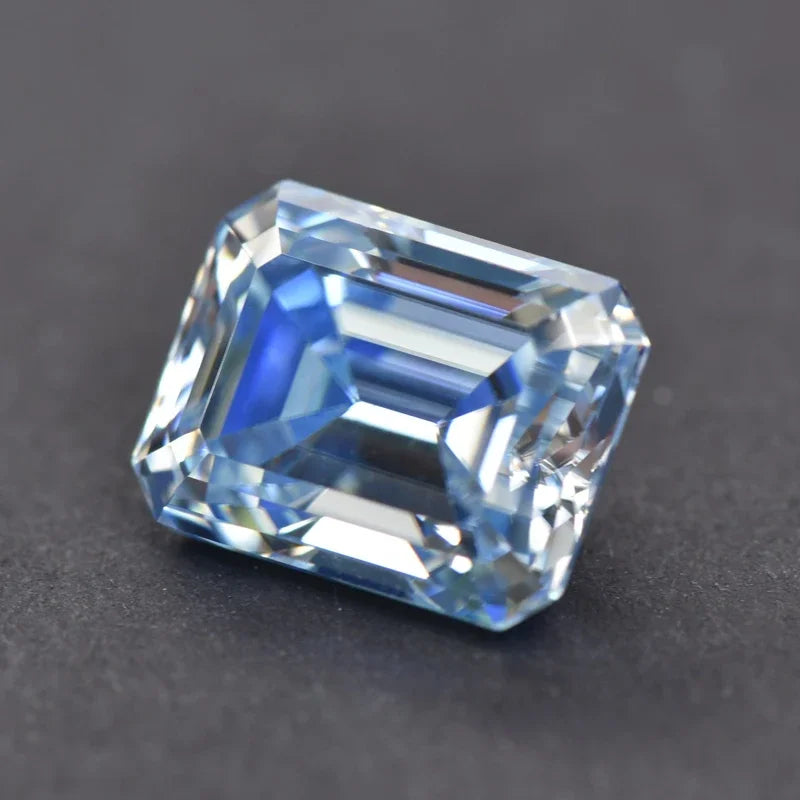 Moissanite Emerald Cut Ice Blue Color Gemstone Lab Grown Diamond Diy Charms Jewelry Making Materials with GRA Certificate 