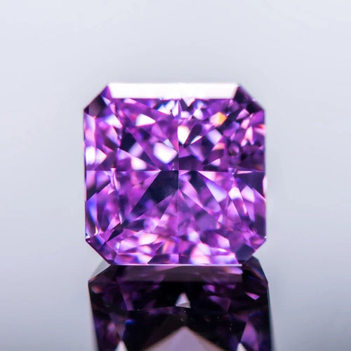 Cubic Zirconia Asscher Shape Purple Color 5A Grade 4k Crushed Ice Cut Charm Beads for DIY Jewelry Making Necklace Ring Materials 