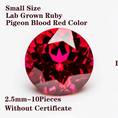 Lab Grown Ruby Pigeon Blood Red Color Round Shaped Small Size Charm Gemstone Advanced Jewelry Rings Earrings Making 