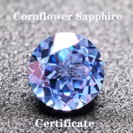 Lab Grown Sapphire Cornflower Round Shaped Extremely Shiny Quality DIY Ring Necklace Earrings Main Materials AGL Certificate 
