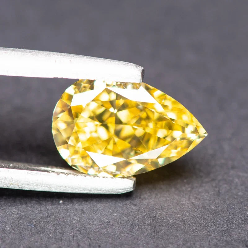Cubic Zirconia Yellow Color Pear Shape 4k Crushed Ice Cut Charm Stones for DIY Jewelry Making Necklace Earings Main Materials 
