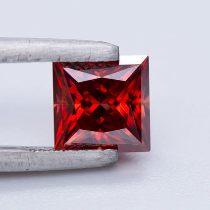 Moissanite Gemstone Princess Cut Garnet color Lab Grown Diamond Advanced Jewelry Making Materials with GRA Certificate