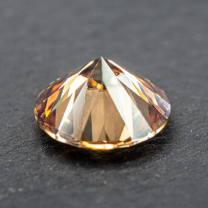 Moissanite Stone Round Cut Champagne Colored Lab Grown Diamond VVS1 Custom Jewelry Making Loose Gemstone with GRA Report 