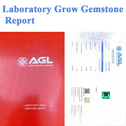 Lab Grown Colombia Emerald Asscher Cut Hydrothermal Green Gemstone for Diy Jewelry Making Material Selectable AGL Certificate 