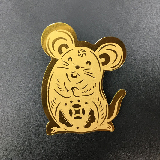 Gold phone sticker with Chinese Zodiac Rat