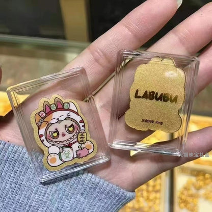 999 pure gold labubu cartoon color gold mobile phone sticker dream