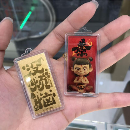 Gold phone sticker Nezha (no worries)