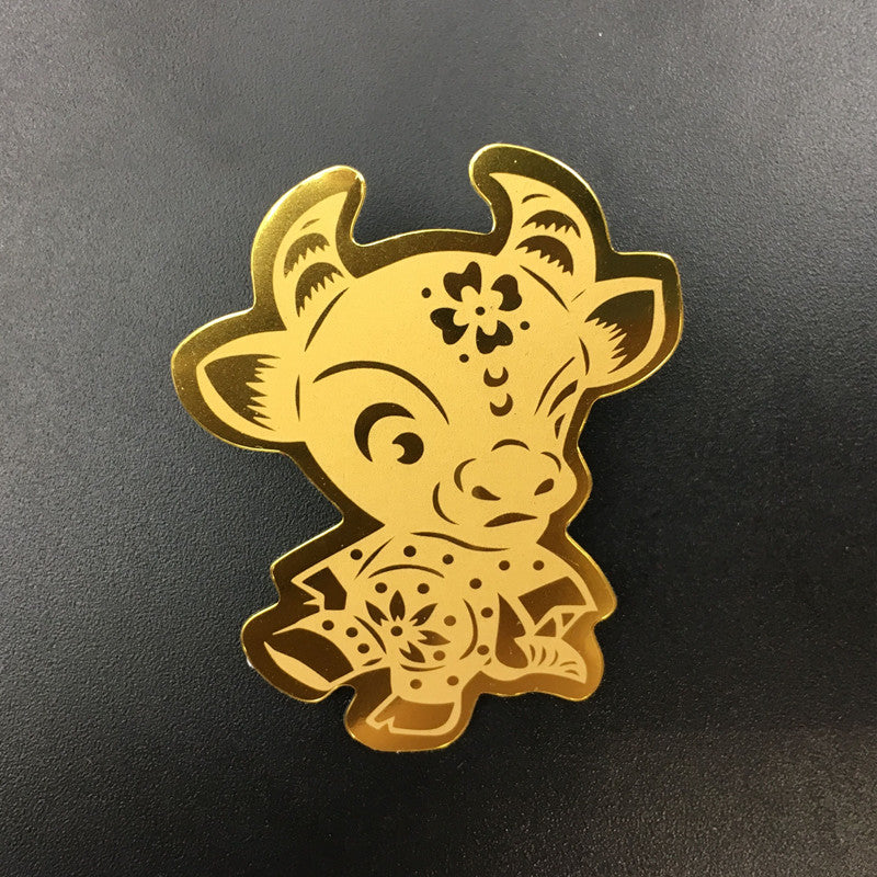 Gold phone sticker with the Chinese Zodiac Ox