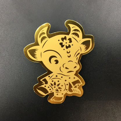 Gold phone sticker with the Chinese Zodiac Ox