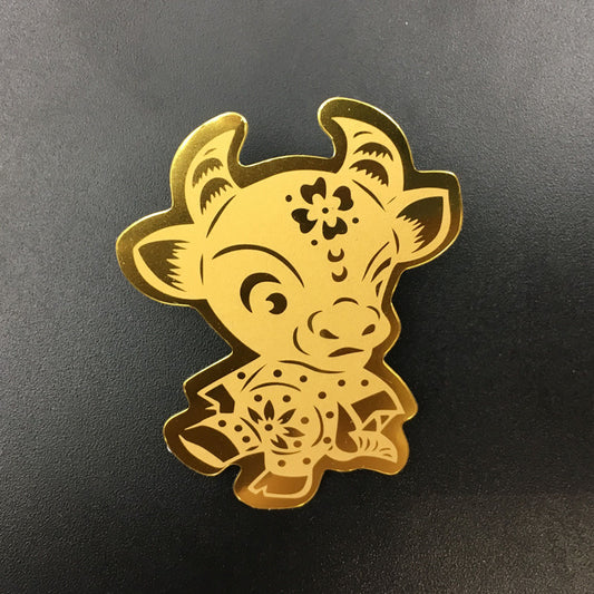 Gold phone sticker with the Chinese Zodiac Ox