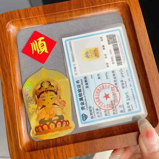 Gold phone sticker with Mahasthamaprapta Bodhisattva [Guardian of the Horse]