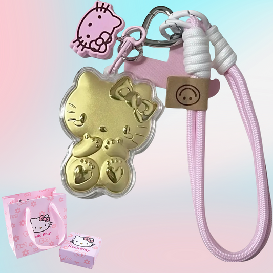 Hello Kitty KT pure gold mobile phone bag keychain pendant, a birthday gift for girls, a gift