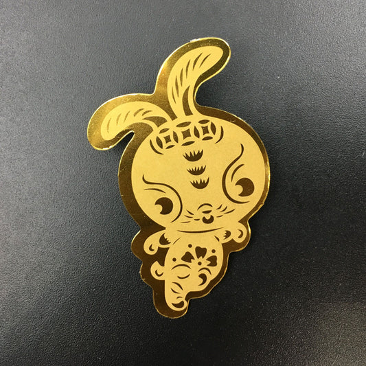 Gold phone sticker with the Chinese zodiac sign Rabbit